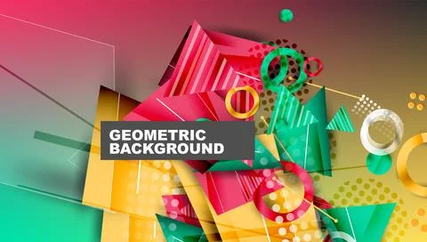 Abstract background - overlapping circles, rectangles, and triangles with Illustrazione stock