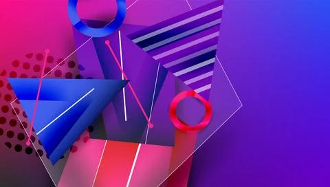 Abstract background - overlapping circles, rectangles, and triangles with Illustrazione stock