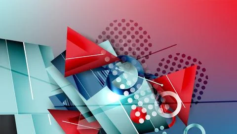 Abstract background - overlapping circles, rectangles, and triangles with Stock Illustration