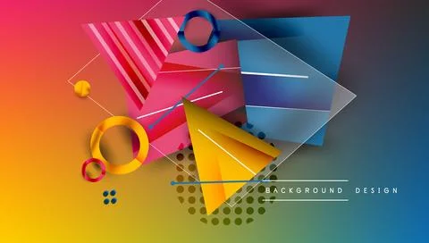 Abstract background - overlapping circles, rectangles, and triangles with Stock Illustration