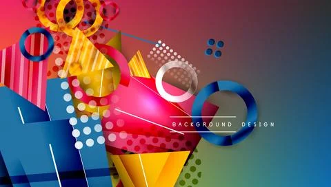 Abstract background - overlapping circles, rectangles, and triangles with Illustrazione stock