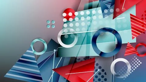 Abstract background - overlapping circles, rectangles, and triangles with Stock Illustration