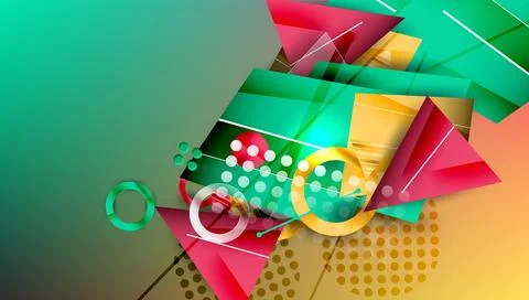 Abstract background - overlapping circles, rectangles, and triangles with Illustrazione stock