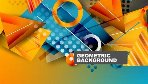 Abstract background - overlapping circles, rectangles, and triangles with Illustrazione stock