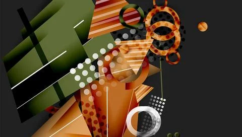 Abstract background - overlapping circles, rectangles, and triangles with Illustrazione stock