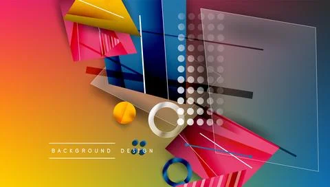 Abstract background - overlapping circles, rectangles, and triangles with Stock Illustration