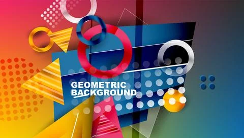 Abstract background - overlapping circles, rectangles, and triangles with Stockillustratie