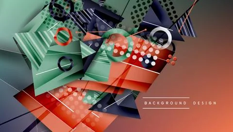 Abstract background - overlapping circles, rectangles, and triangles with Illustrazione stock