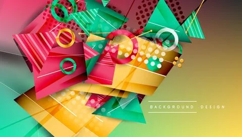 Abstract background - overlapping circles, rectangles, and triangles with Stock Illustration
