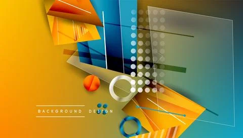Abstract background - overlapping circles, rectangles, and triangles with Stock Illustration