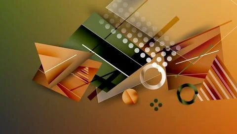 Abstract background - overlapping circles, rectangles, and triangles with Stock Illustration