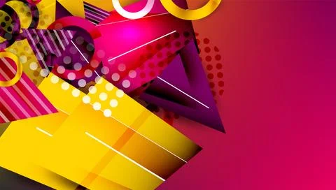 Abstract background - overlapping circles, rectangles, and triangles with Stock Illustration