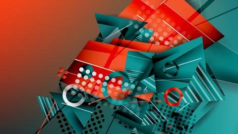 Abstract background - overlapping circles, rectangles, and triangles with Stock Illustration