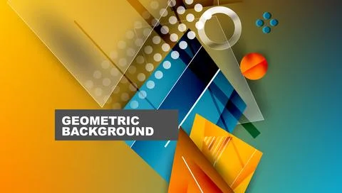 Abstract background - overlapping circles, rectangles, and triangles with Stock Illustration