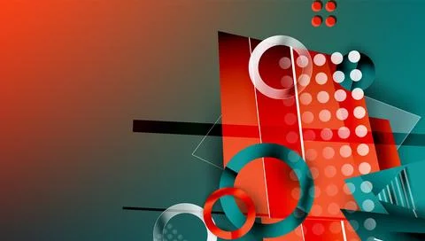 Abstract background - overlapping circles, rectangles, and triangles with Stock Illustration