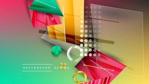 Abstract background - overlapping circles, rectangles, and triangles with Stock Illustration