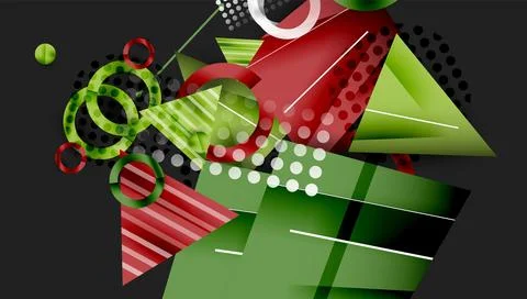 Abstract background - overlapping circles, rectangles, and triangles with Illustrazione stock