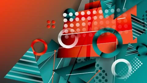 Abstract background - overlapping circles, rectangles, and triangles with Stock Illustration