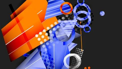 Abstract background - overlapping circles, rectangles, and triangles with Stock Illustration