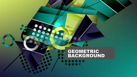 Abstract background - overlapping circles, rectangles, and triangles with Stock Illustration