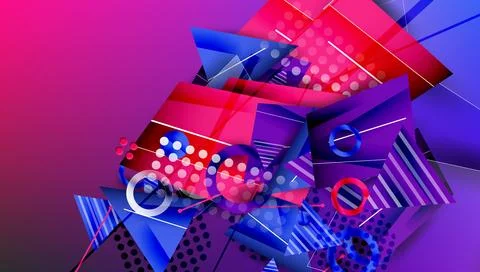 Abstract background - overlapping circles, rectangles, and triangles with Stock Illustration