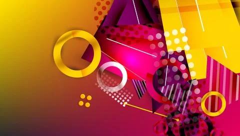 Abstract background - overlapping circles, rectangles, and triangles with Stock Illustration