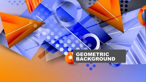 Abstract background - overlapping circles, rectangles, and triangles with Stock Illustration