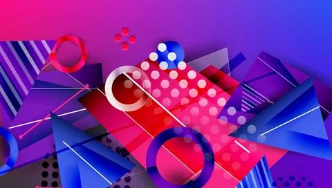 Abstract background - overlapping circles, rectangles, and triangles with Stock Illustration