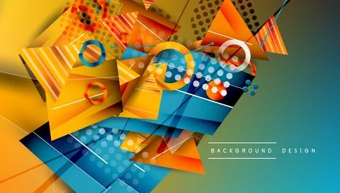 Abstract background - overlapping circles, rectangles, and triangles with Stock Illustration