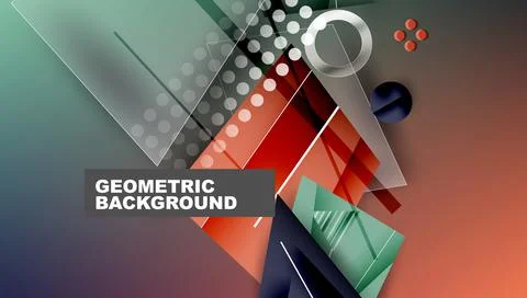 Abstract background - overlapping circles, rectangles, and triangles with Stock Illustration