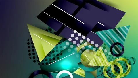 Abstract background - overlapping circles, rectangles, and triangles with Stock Illustration