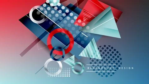 Abstract background - overlapping circles, rectangles, and triangles with Illustrazione stock