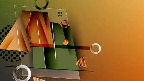 Abstract background - overlapping circles, rectangles, and triangles with Illustrazione stock