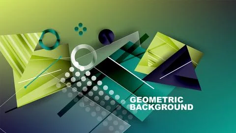 Abstract background - overlapping circles, rectangles, and triangles with Stock Illustration