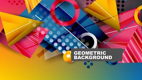 Abstract background - overlapping circles, rectangles, and triangles with Stock Illustration