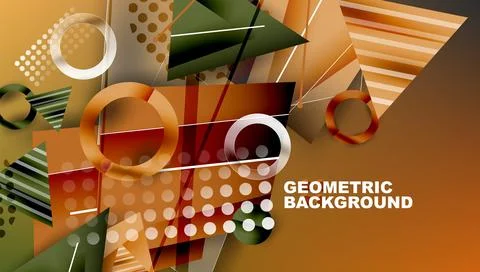 Abstract background - overlapping circles, rectangles, and triangles with Stock Illustration