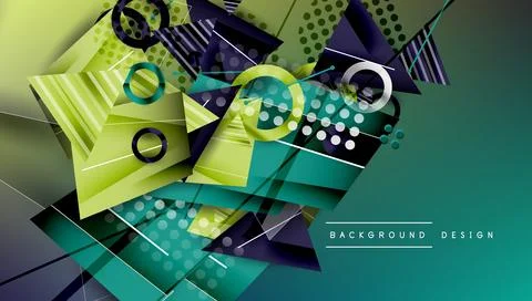 Abstract background - overlapping circles, rectangles, and triangles with Stock Illustration