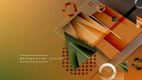 Abstract background - overlapping circles, rectangles, and triangles with Stock Illustration