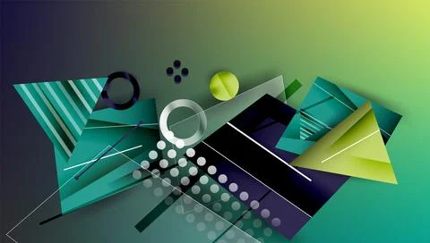 Abstract background - overlapping circles, rectangles, and triangles with Stock Illustration