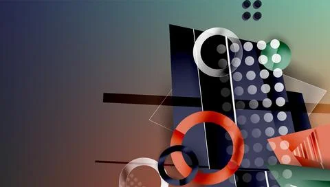 Abstract background - overlapping circles, rectangles, and triangles with Illustrazione stock