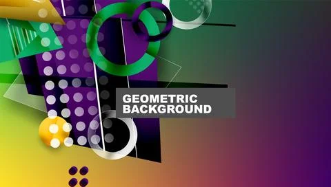 Abstract background - overlapping circles, rectangles, and triangles with Stock Illustration