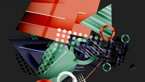 Abstract background - overlapping circles, rectangles, and triangles with Stock Illustration
