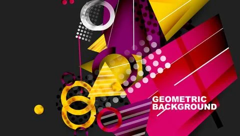 Abstract background - overlapping circles, rectangles, and triangles with Illustrazione stock