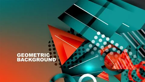Abstract background - overlapping circles, rectangles, and triangles with Stock Illustration