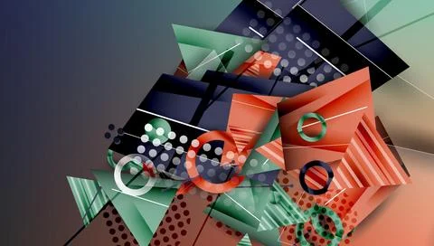 Abstract background - overlapping circles, rectangles, and triangles with Stock Illustration