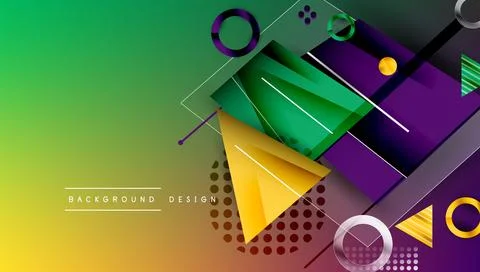 Abstract background - overlapping circles, rectangles, and triangles with Illustrazione stock