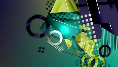 Abstract background - overlapping circles, rectangles, and triangles with Stock Illustration
