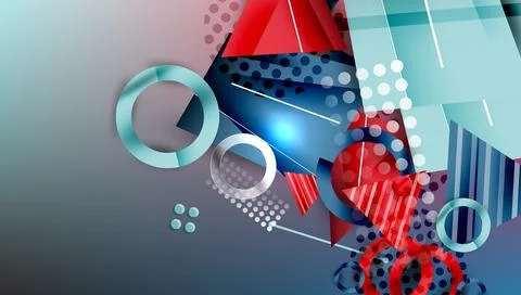 Abstract background - overlapping circles, rectangles, and triangles with Stock Illustration