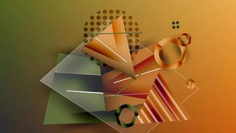 Abstract background - overlapping circles, rectangles, and triangles with Illustrazione stock