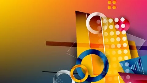 Abstract background - overlapping circles, rectangles, and triangles with Stock Illustration